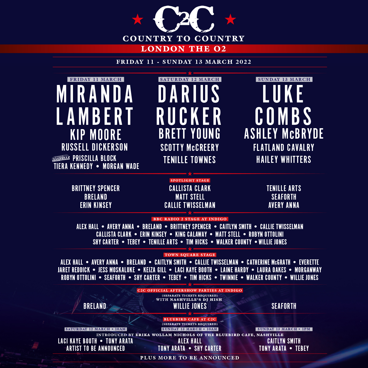 C2C RETURNS 11 - 13 MARCH 2022! FESTIVAL STAGE ARTISTS CONFIRMED WITH MORE  TO BE ANNOUNCED - CMR Nashville